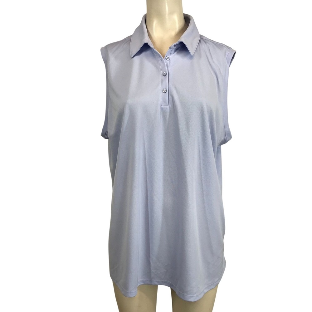 WALTER HAGEN - WOMEN XXL -CRISP PERIWINKLE CLUBHOUSE PIQUE SLEEVELESS POLO SHIRT
